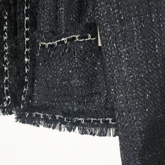 Boston Proper Womens 12 Chain Detail Tweed Jacket Wool Blend Coat Preppy Top - Picture 3 of 8